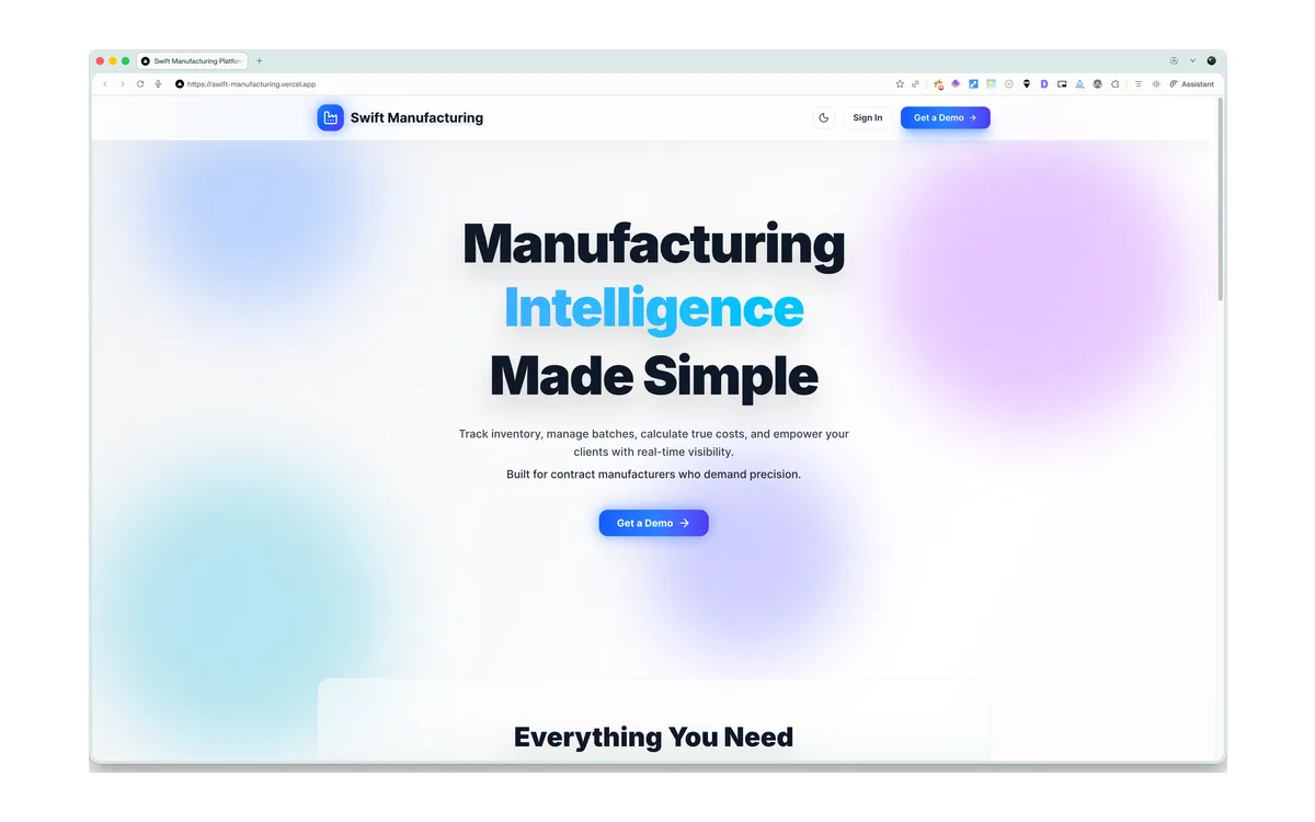Swift Manufacturing screenshot