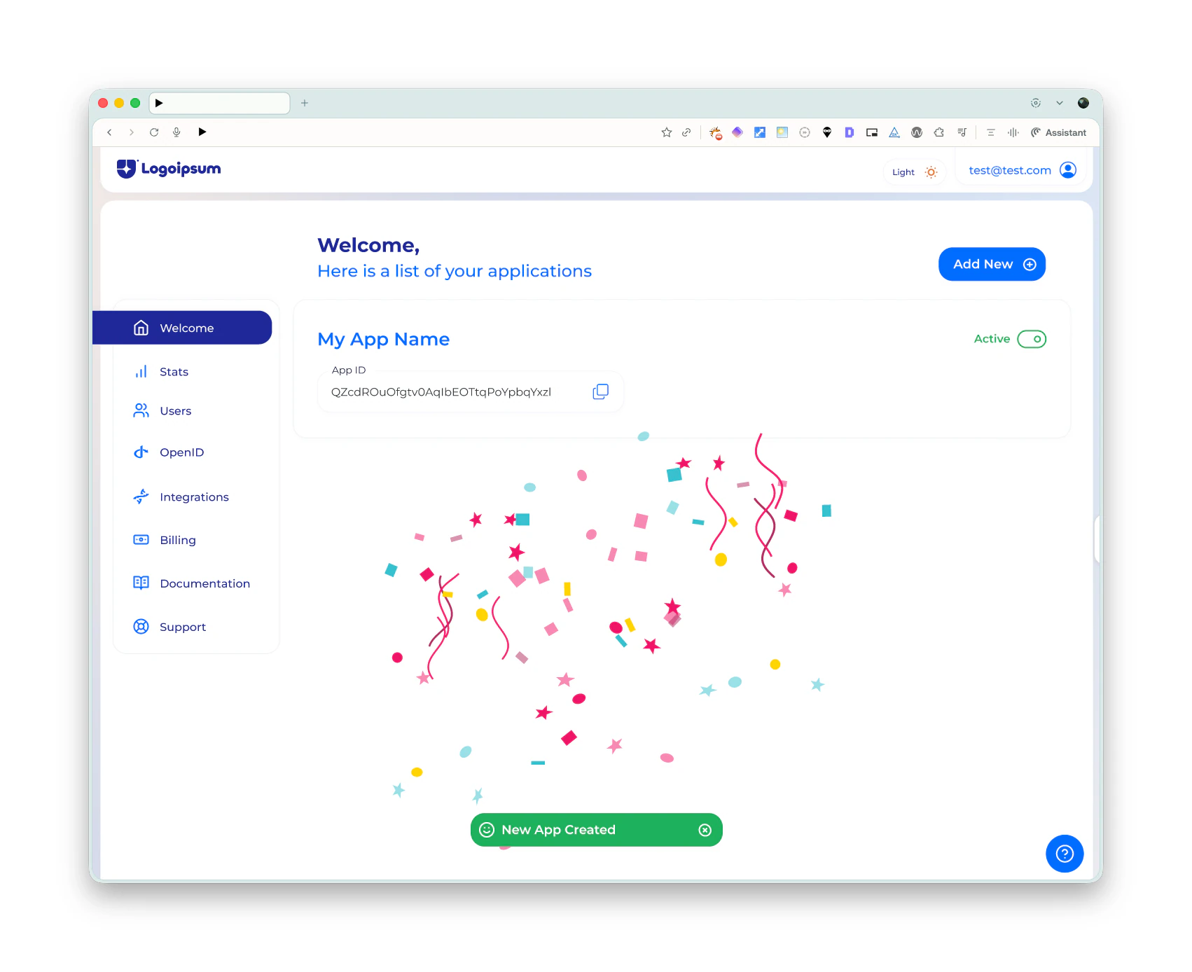Passkey admin screen